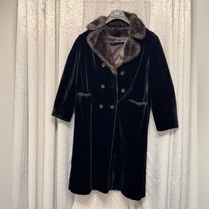 Black Coat with Faux Fur Trim